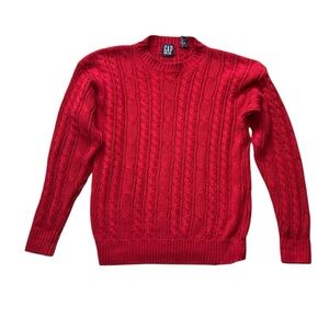 Vintage unisex gap classic preppy Christmas holiday red cable knit sweater m